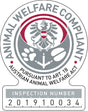Siegel mit Text "Animal Welfare Compliant" und "Pursuant to Art. 18 Austrian Animal Welfare Act" sowie Nummer 201910034.