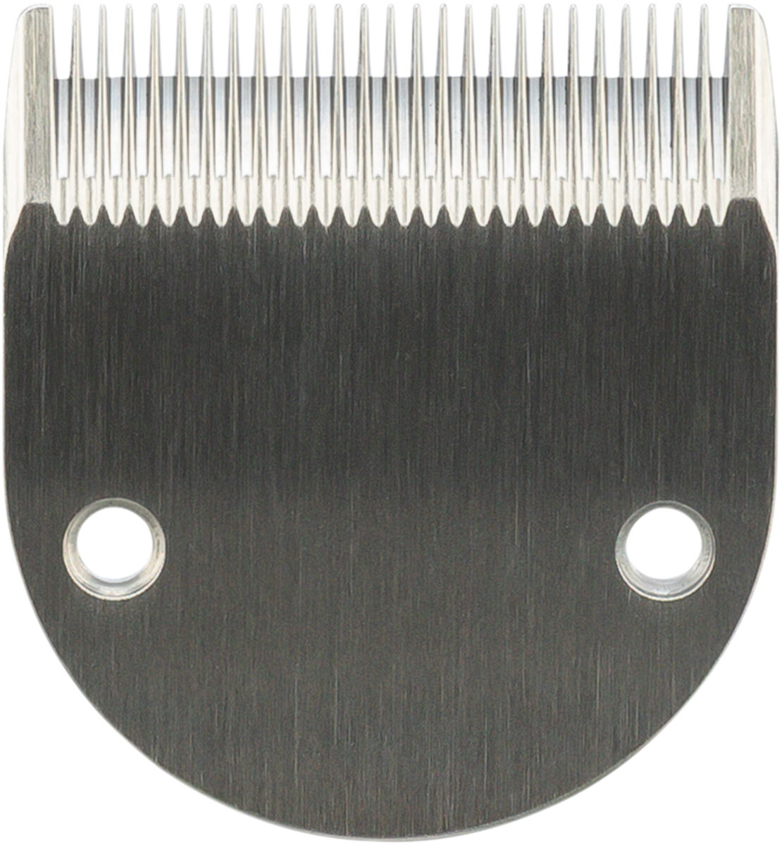 Metallklinge mit zwei Befestigungslöchern und feinen, gleichmäßigen Zähnen an der Oberkante.