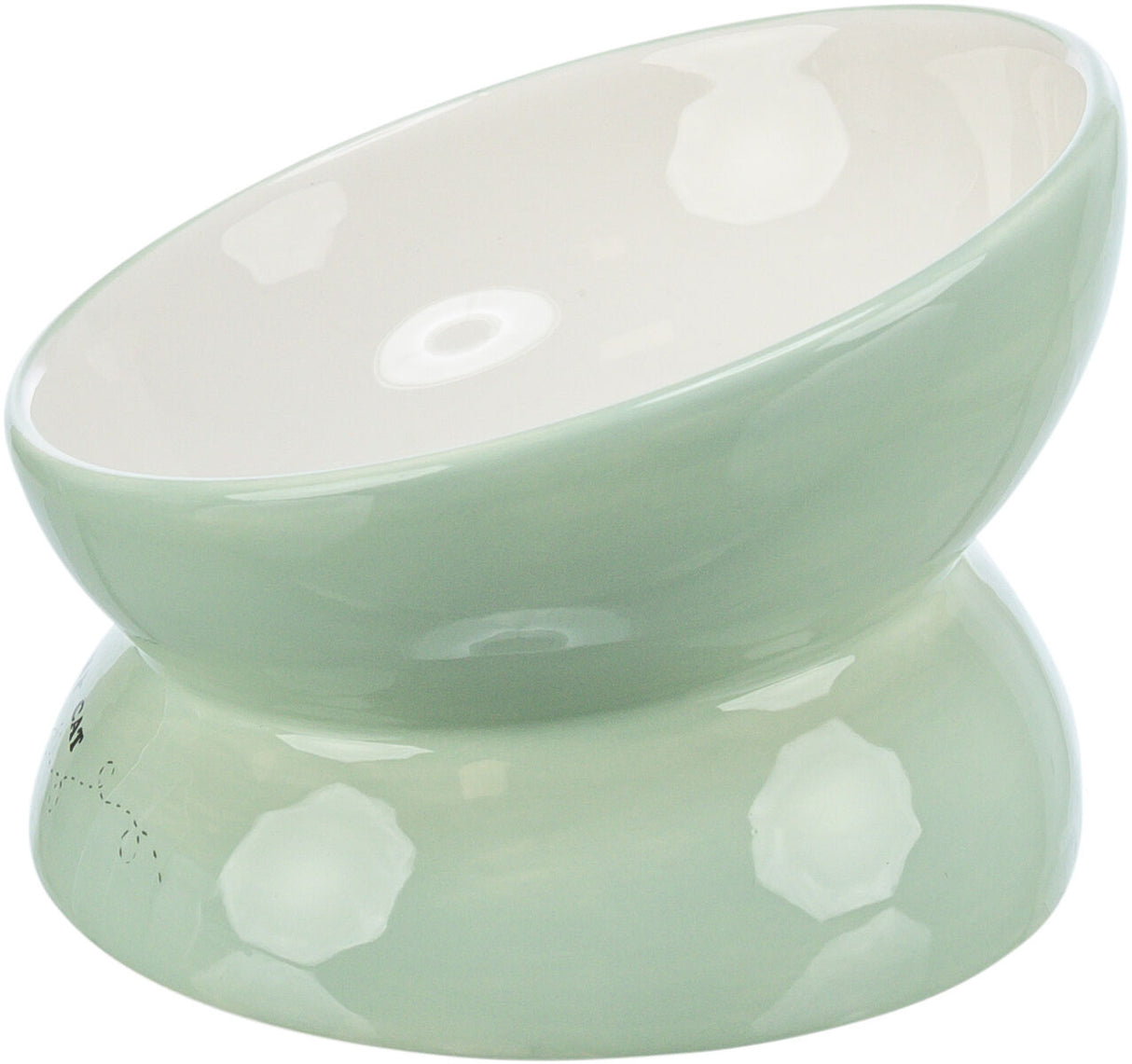 Keramiknapf in hellem Grün mit leicht geneigtem Rand und heller Innenseite.