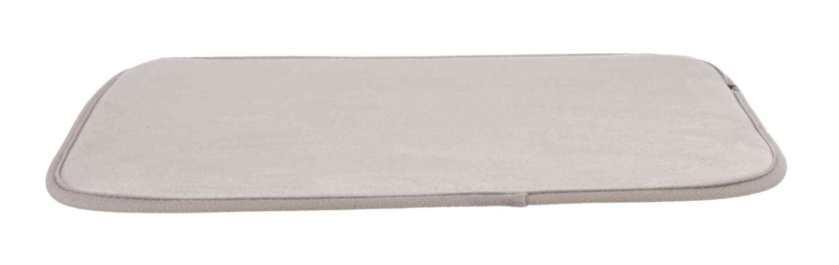 Beige, rechteckige Matte in flachem Design mit abgerundeten Ecken, sichtbare Stoffstruktur.