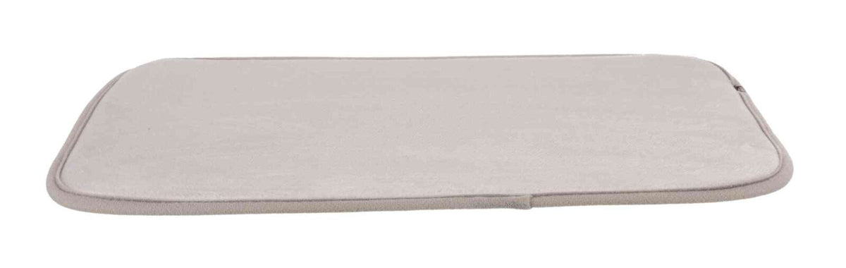 Beige, rechteckige Matte in flachem Design mit abgerundeten Ecken, sichtbare Stoffstruktur.