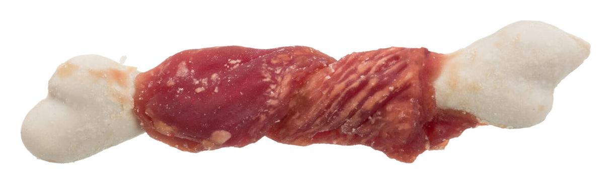 Zweifarbiges, spiralförmiges Objekt mit weißem und rotem Abschnitt in der Mitte, keine zusätzlichen Details sichtbar.