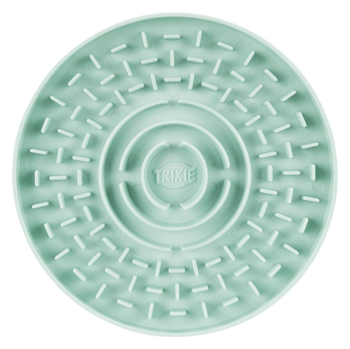 Runde, mintgrüne Unterlage mit erhabenen Strukturen und der Aufschrift "Trixie" in der Mitte.