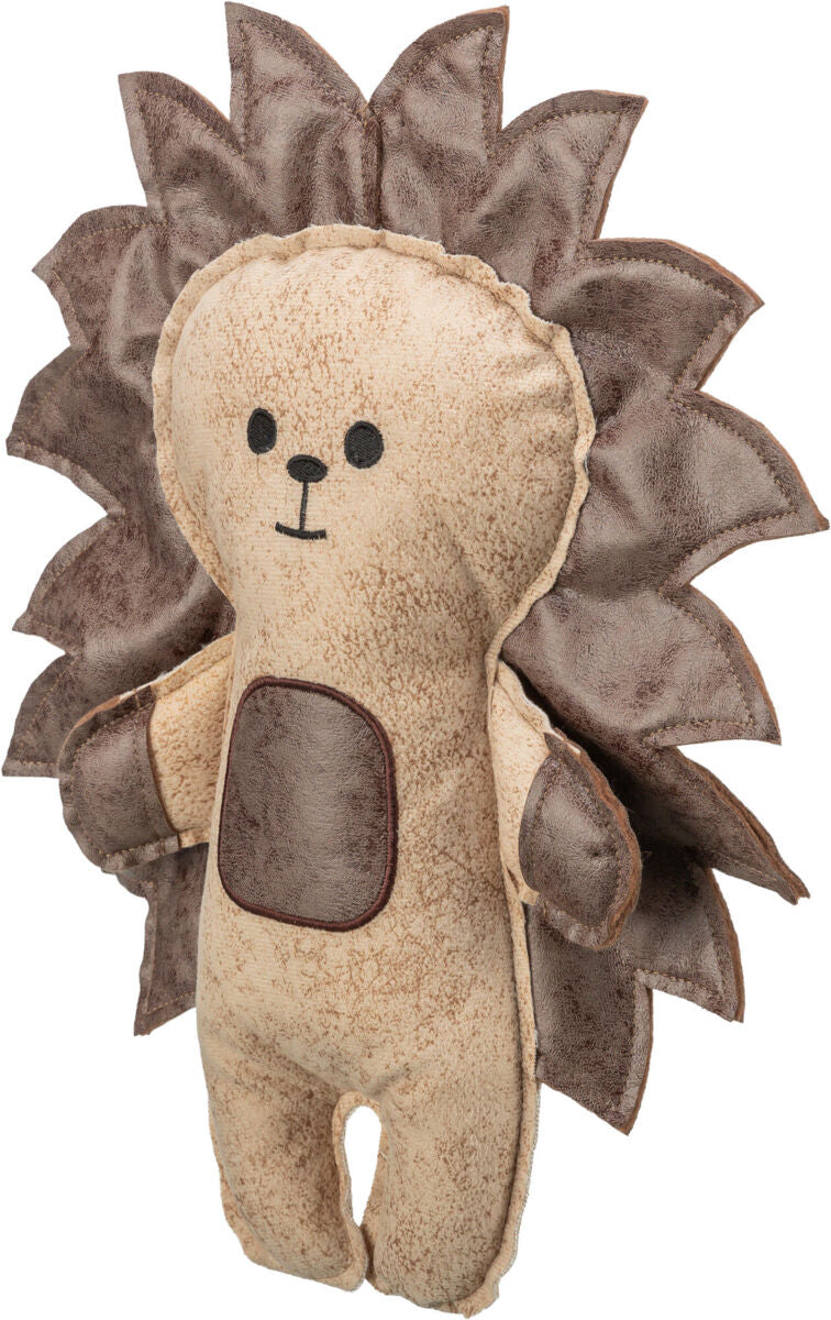 Plüschiges Tier-Spielzeug in Form eines Igel mit brauner Stacheloptik und hellem Körper.