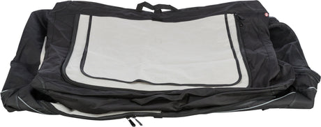 Zusammenklappbare schwarze Tragetasche mit großem transparentem Fenstereinsatz und Reißverschluss, von Trixie.