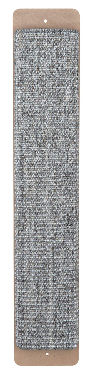 Längliche braune Tafel mit silber-grauer, grob gewebter Oberfläche, die von einem Kartonrand eingefasst ist.