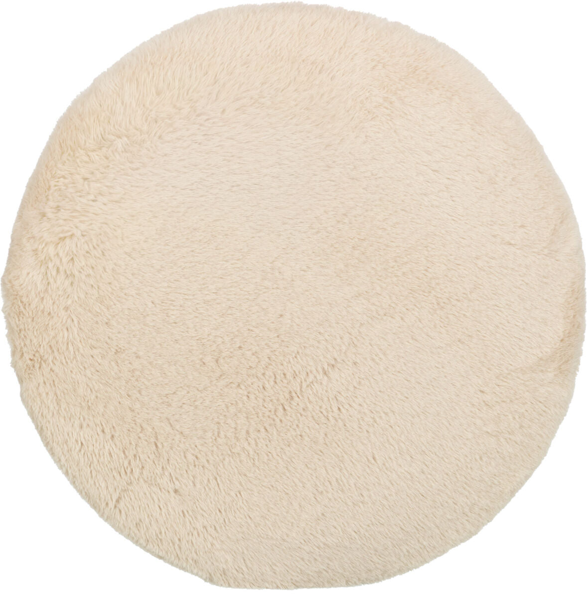 Runde, flauschige, cremefarbene Oberfläche ohne sichtbare Details oder Muster.
