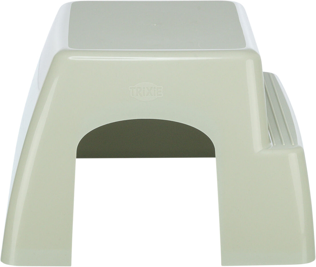 Beigefarbenes, plastisches Objekt mit rechteckiger Oberseite und gewölbtem Durchgang, Markenname "TRIXIE" erkennbar.