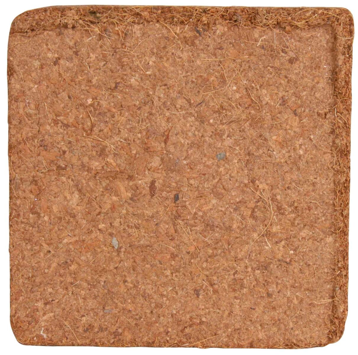 Quadratische, naturfarbene Unterlage aus gepresstem Material mit einer leicht strukturierten Oberfläche.