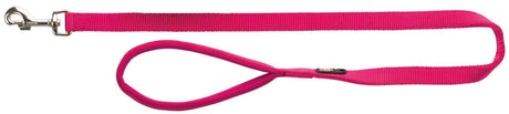 Rote Hundeleine mit Handschlaufe und Metallkarabiner.