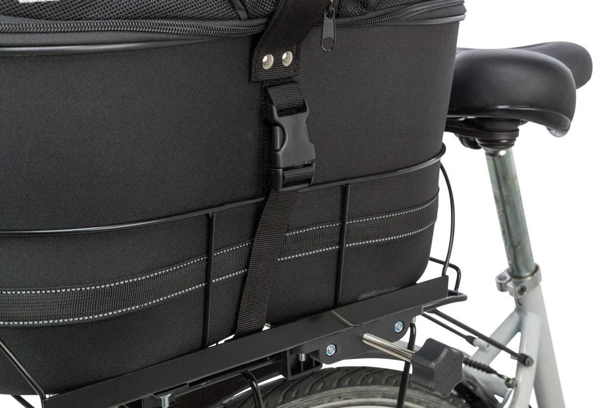 Hundefahrradkorb mit Netzhaube für Gepäckträger