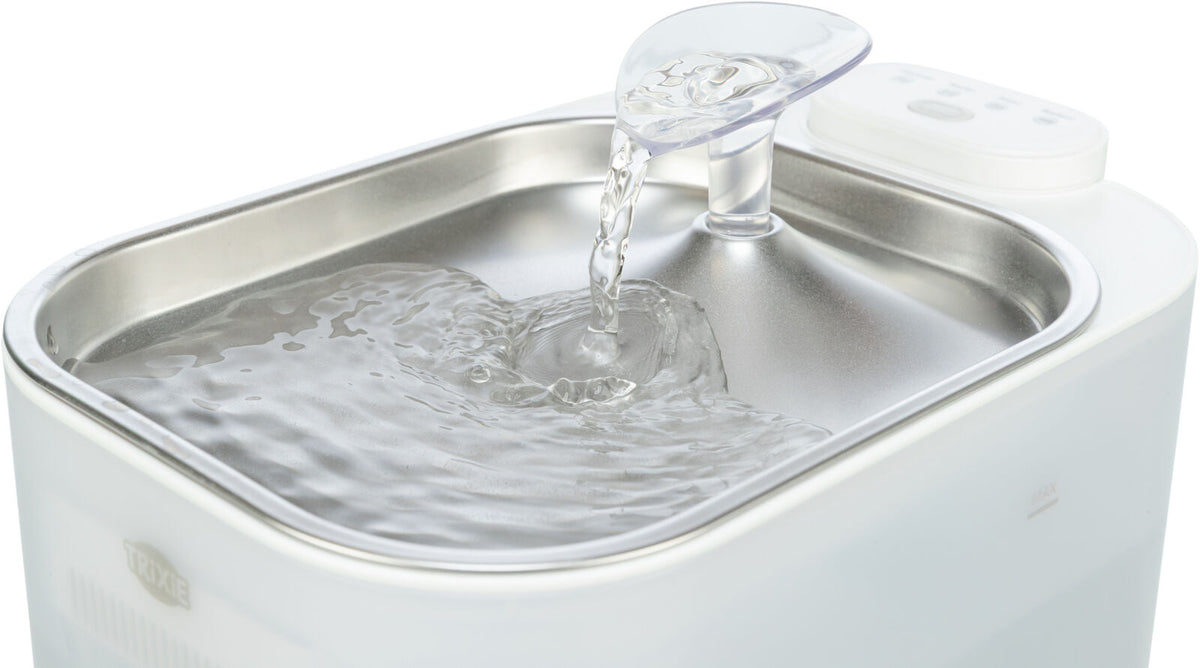 Aqua Square Trinkbrunnen für Hunde mit Bewegungserkennung und Edelstahltrinkschale