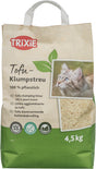 Verpackung von Tofu-Klumpstreu der Marke TRIXIE mit 4,5 kg, abgebildet ist eine Katze und die Schrift „100 % pflanzlich“.