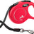 Rote, ausziehbare Hundeleine mit schwarzem Gurtband und silbernem Haken, Schriftzug „flexi classic“ sichtbar.