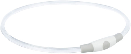 Transparenter Kunststoffring mit grauem Endstück, darauf erkennbar ein Ein-/Ausschalt-Symbol.