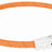 Oranger LED-Halsband-Leuchtring mit weißem Verschluss und sichtbarem USB-Anschluss, für bessere Sichtbarkeit.