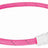 Pinkes LED-Halsband mit weißem Verschluss und USB-Anschluss, rund geformt und glatt strukturiert.