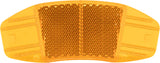Orangefarbener Reflektor mit rechteckigem, wabenförmigem Muster in der Mitte, rechteckige, abgerundete Form.