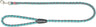 Geflochtene Hundeleine in Türkis und Grau mit Metallkarabiner und schwarzem Plastikring, Text "TRIXIE".