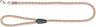 Geflochtene Hundeleine in Beige und Rosa mit schwarzem Kunststoffelement und Metallkarabiner.