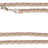 Geflochtene Leine in Beige und Rosa mit Metallkarabinern an beiden Enden, für Hunde geeignet.