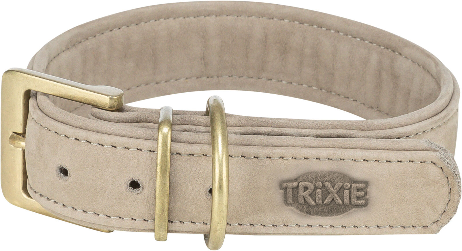 Beiger Hundehalsband mit goldener Schnalle und Prägung "TRIXIE".