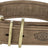 Brauner Ledergürtel mit Metallschnalle und zwei Schlaufen, Trixie-Logo auf dem Gürtel eingeprägt.