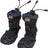 Zwei schwarze Hundeschuhe mit Gummisohle und Klettverschlüssen, oben mit Tunnelzug, Logo "Trixie".