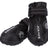 Schwarze Hundeschuhe mit festem Profil und reflektierendem Band, Aufschrift "Walker Active" und Pfotenmotiv.
