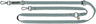 Grüne Hundeleine mit Metallkarabinern und einem Markenetikett, längenverstellbar mit zwei D-Ringen.