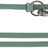 Grüne Hundeleine mit Metallbeschlägen, Ringen und Karabinern, aufgedruckter Schriftzug "TRIXIE".