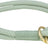 Hellgrünes, geflochtenes Hundehalsband mit goldfarbenen Metallringen in einem schlichten Design.