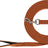Braune Hundeleine aus geflochtenem Material mit stabilem Metallkarabiner und gepolsterter Handschlaufe.
