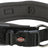 Schwarzes Hundehalsband mit grauen Innenseiten, Kunststoffverschluss und Metallring, Aufdruck "TRIXIE".