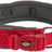 Rotes Hundehalsband mit Schnalle und D-Ring, graues Innenfutter, Marke "Trixie".