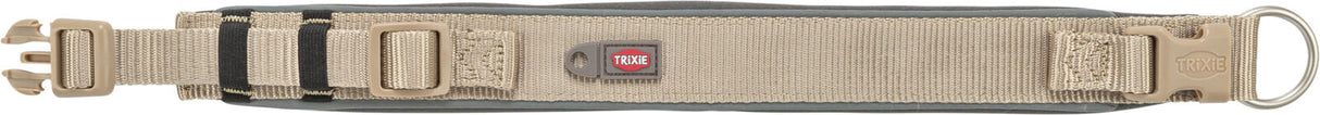 Beiges, verstellbares Nylon-Halsband mit Klickverschluss, D-Ring und Logo "TRIXIE".