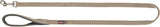 Beige Leine mit Metallschnalle und weicher Handschlaufe, an beiden Enden verstärkt, Label "TRIXIE".