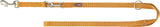 Gelbes Hundehalsband mit Metallverschluss und Trixie-Logo, glatt gewebte Struktur, mehrere Metallringe.