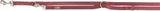 Hundeleine aus rotem Stoff mit metallischen Karabinern und Ringen, Logo "TRIXIE" sichtbar.