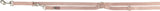 Beigefarbene Hundeleine mit Metallhaken und mehreren Ringen, Markenlogo "TRIXIE" erkennbar.