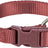 Rotes Hundehalsband aus Nylon mit Kunststoffverschluss und Metallring, der Schriftzug "Trixie" ist sichtbar.