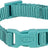 Türkisfarbenes Hundehalsband mit Klickverschluss, verstellbar und mit Metallring, der Text "TRIXIE" ist sichtbar.