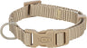 Beige Hundehalsband mit verstellbarem Verschluss und Metallring, erkennbar mit der Aufschrift "Trixie".