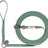 Grüne Hundeleine mit Karabinerhaken und eingeprägtem Logo, aufgerollt mit Handschlaufe.