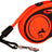 Orange und schwarze Hundeleine mit Griff und silbernem Karabinerhaken, textfrei mit Flexi-Logo.
