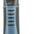 Grau-schwarzer Kamm mit blauem Griff und feinen Metallzinken, ergonomisch geformt.