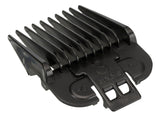 Schwarzer Kammaufsatz mit mehreren Zinken, markiert mit "3 andis 3/8\" 10mm", geeignet für Haarschneidemaschinen.
