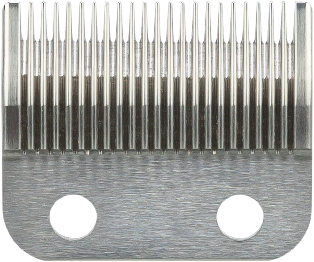 Metallscherkopf mit feinen Zähnen und zwei Schraubenlöchern, silberne Farbe, rechteckige Form.
