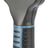 Tierhaarbürste mit schwarz-blauem Griff und rechteckigem grauen Aufsatz mit feinen Metallborsten.