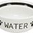 Weiße Schüssel mit schwarzem Rand und Pfotenabdrücken, Text "WATER" in Schwarz auf der Seite.